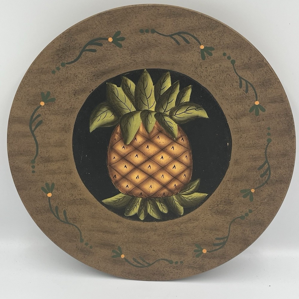 Pineapple Plate 12" Primitive Folk Art Rustic Cottagecore Garden Decor Country